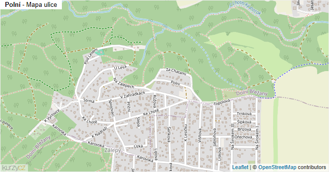Polní - mapa ulice