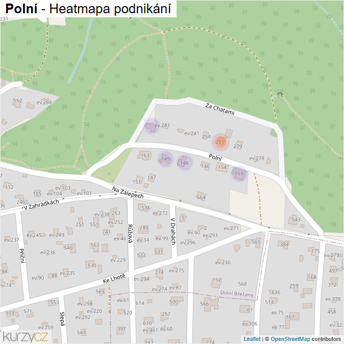 Mapa Polní - Firmy v ulici.