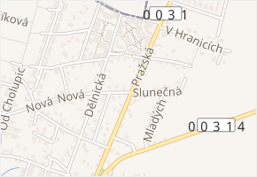 Pražská v obci Dolní Břežany - mapa ulice