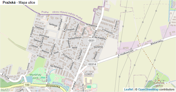 Pražská - mapa ulice