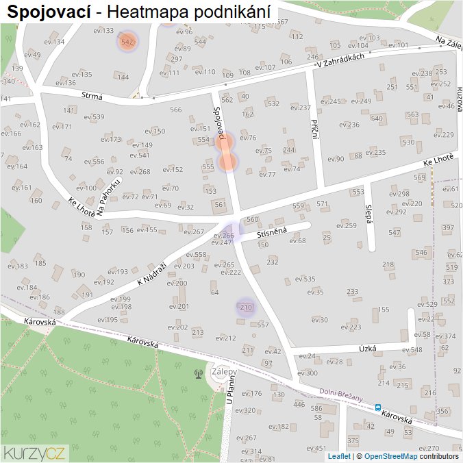 Mapa Spojovací - Firmy v ulici.