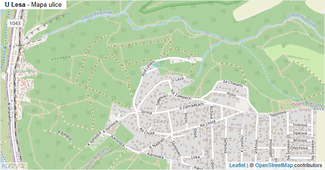 U Lesa - mapa ulice