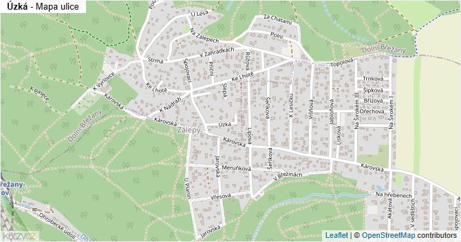 Úzká - mapa ulice