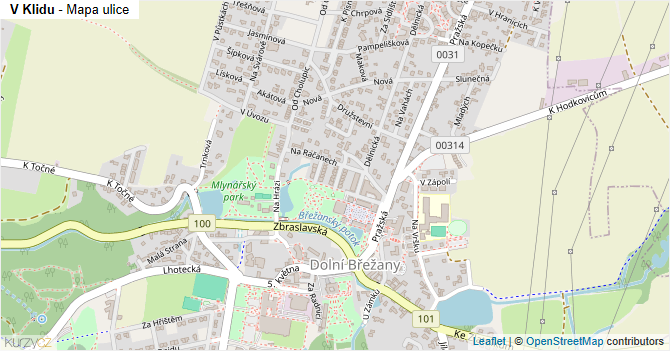 V Klidu - mapa ulice