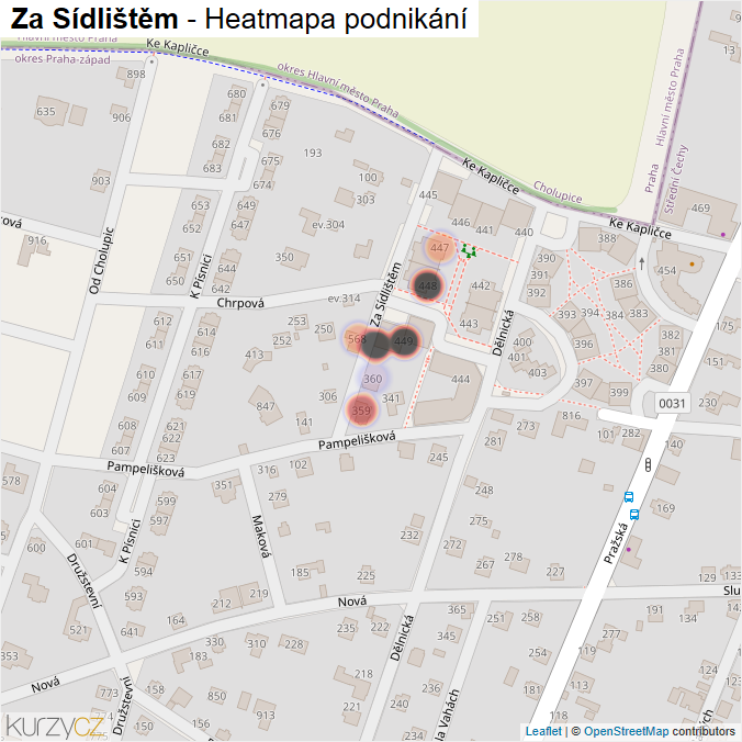 Mapa Za Sídlištěm - Firmy v ulici.