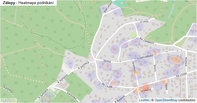 Zálepy - mapa podnikání