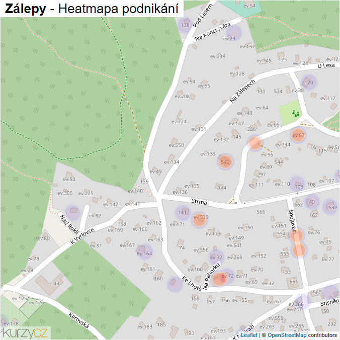 Mapa Zálepy - Firmy v části obce.