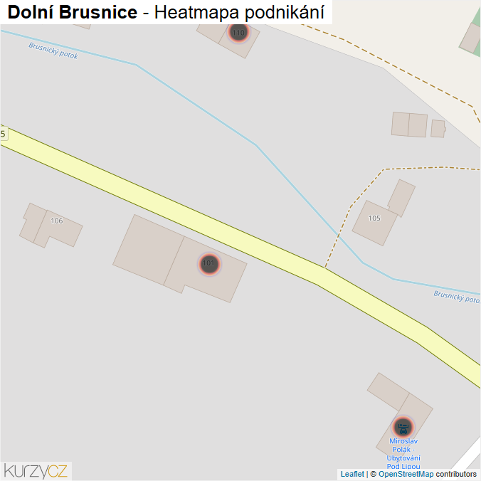 Mapa Dolní Brusnice - Firmy v obci.