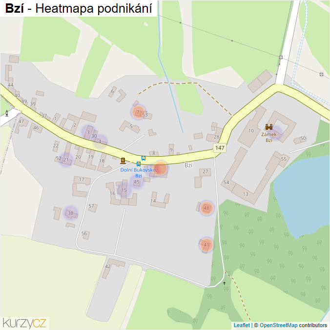 Mapa Bzí - Firmy v části obce.