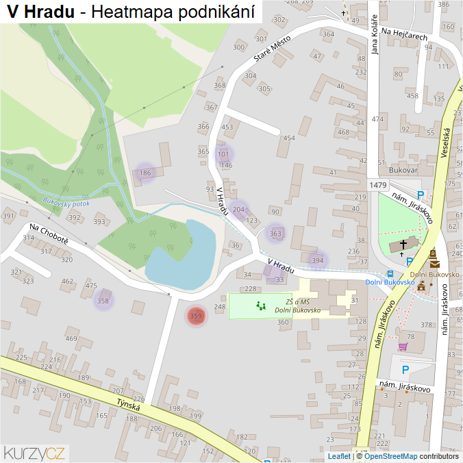 Mapa V Hradu - Firmy v ulici.