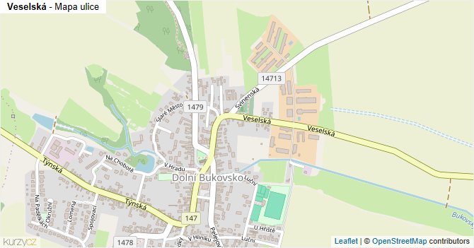 Veselská - mapa ulice