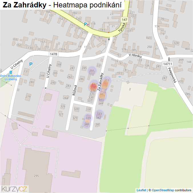 Mapa Za Zahrádky - Firmy v ulici.