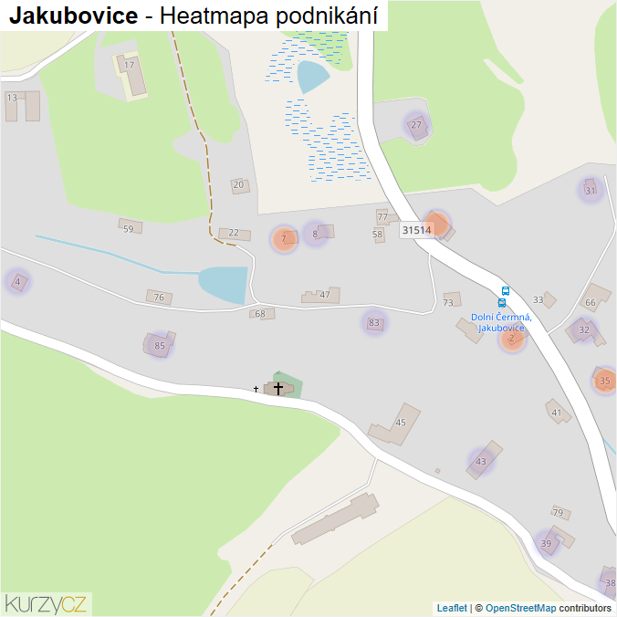 Mapa Jakubovice - Firmy v části obce.