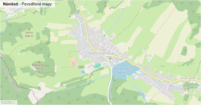 Náměstí - záplavové mapy stoleté vody