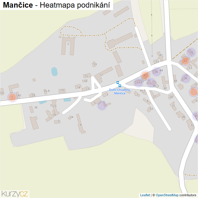 Mapa Mančice - Firmy v části obce.