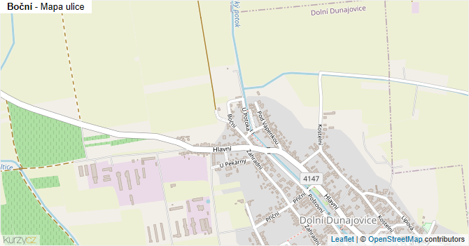 Boční - mapa ulice