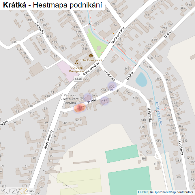 Mapa Krátká - Firmy v ulici.
