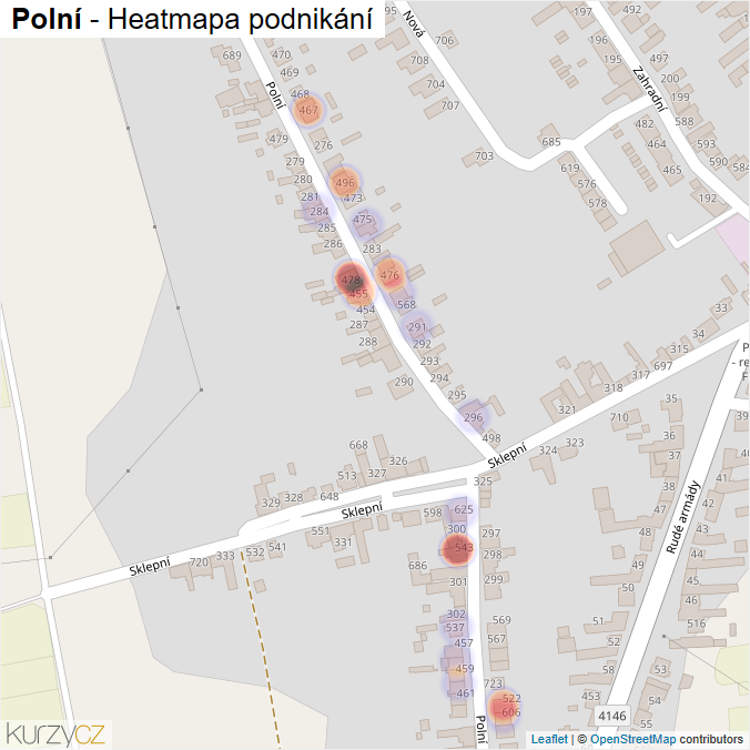 Mapa Polní - Firmy v ulici.