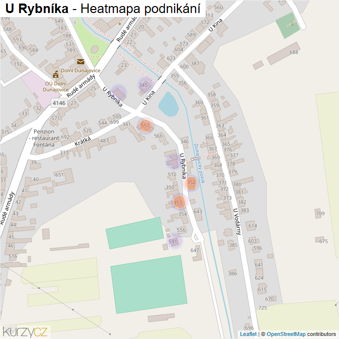 Mapa U Rybníka - Firmy v ulici.