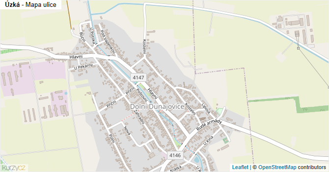 Úzká - mapa ulice