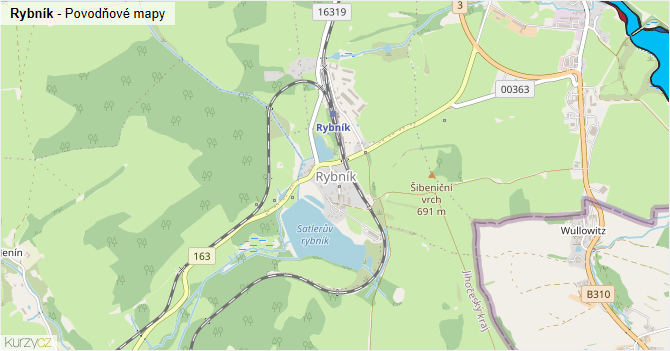 Rybník - záplavové mapy stoleté vody