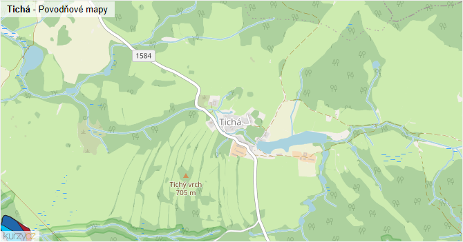 Tichá - záplavové mapy stoleté vody
