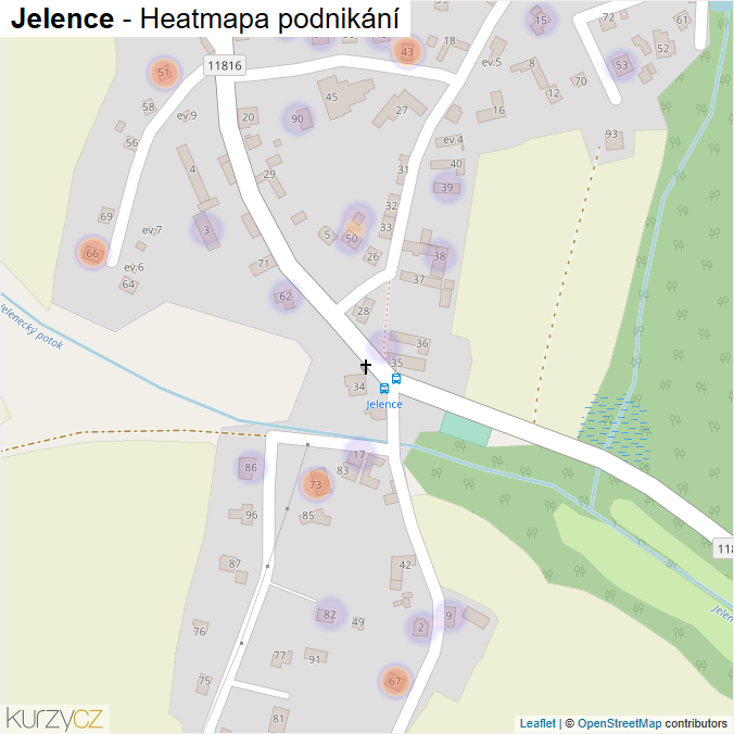 Mapa Jelence - Firmy v části obce.