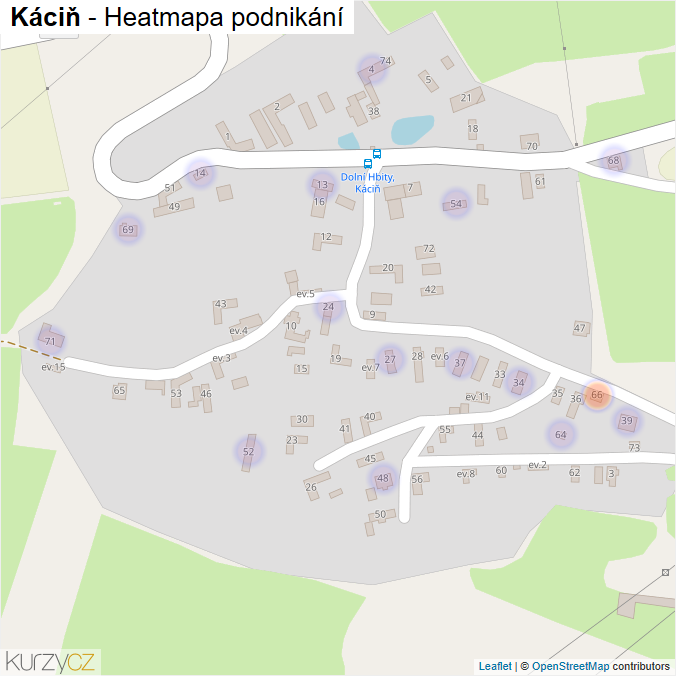 Mapa Káciň - Firmy v části obce.