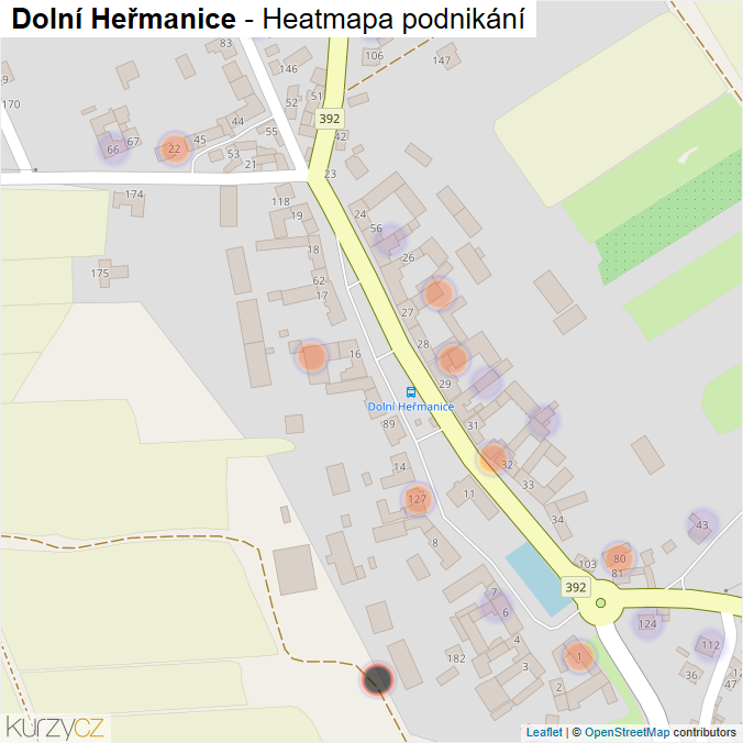 Mapa Dolní Heřmanice - Firmy v části obce.