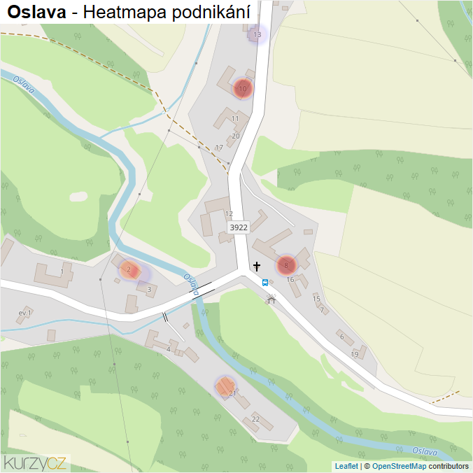 Mapa Oslava - Firmy v části obce.