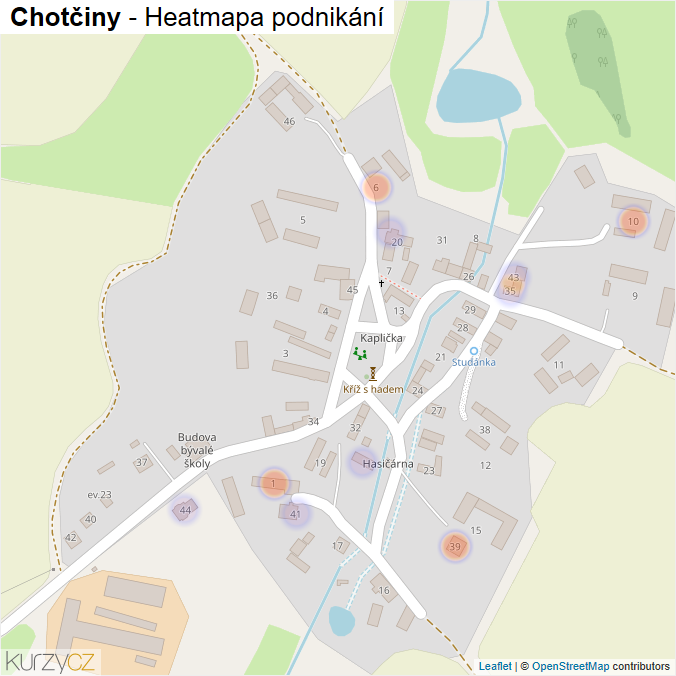 Mapa Chotčiny - Firmy v části obce.