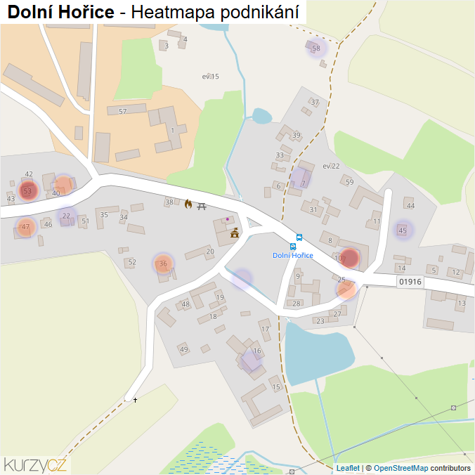 Mapa Dolní Hořice - Firmy v části obce.