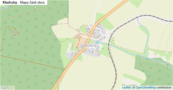 Kladruby - mapa části obce