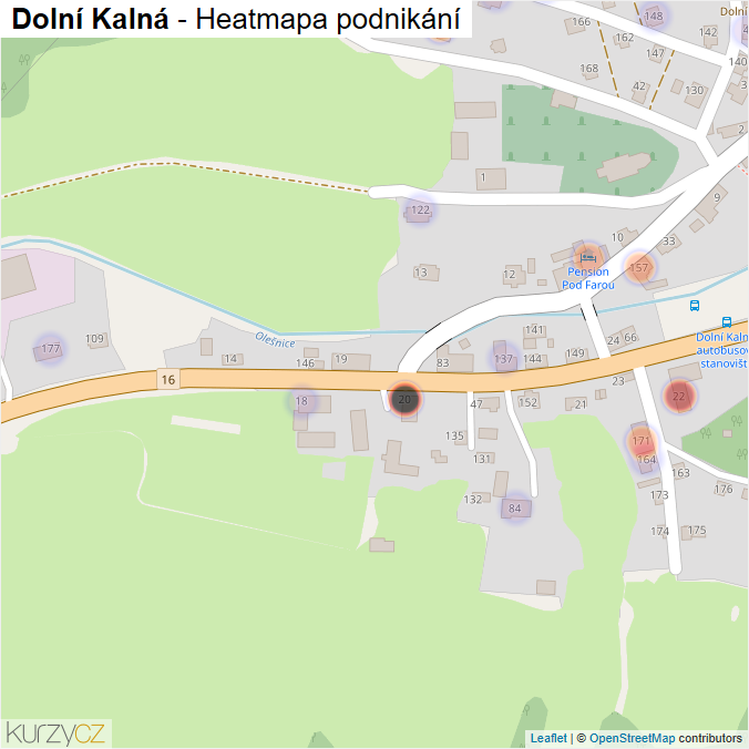 Mapa Dolní Kalná - Firmy v části obce.