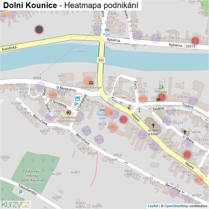 Mapa Dolní Kounice - Firmy v obci.