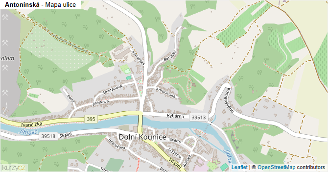 Antonínská - mapa ulice