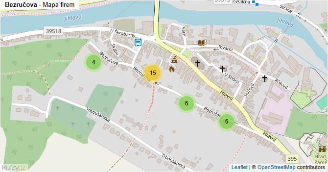 Bezručova - mapa firem