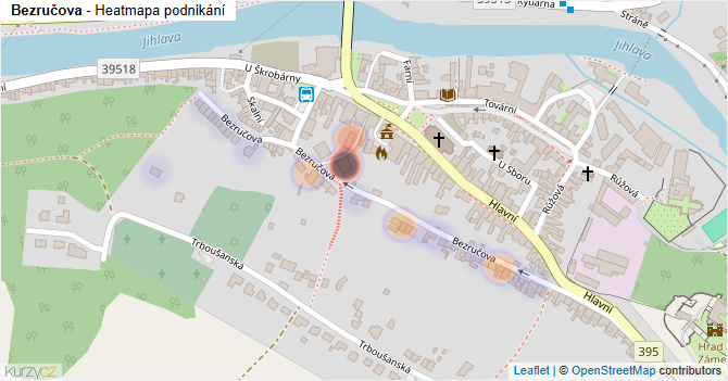 Bezručova - mapa podnikání