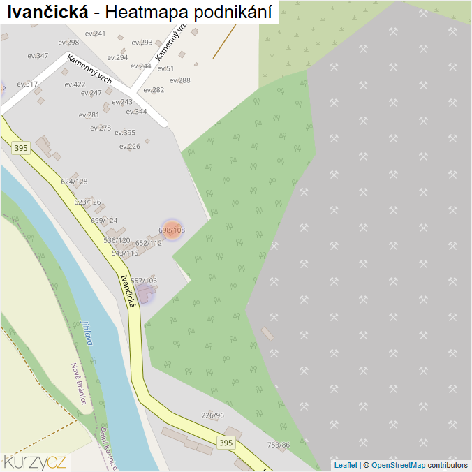 Mapa Ivančická - Firmy v ulici.