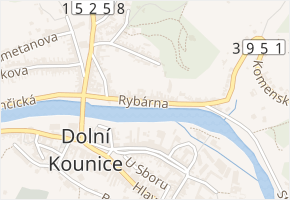 Rybárna v obci Dolní Kounice - mapa ulice