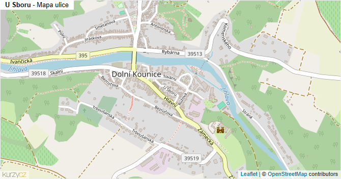 U Sboru - mapa ulice