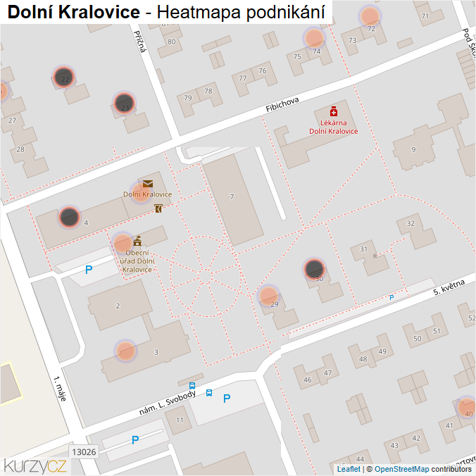 Mapa Dolní Kralovice - Firmy v obci.