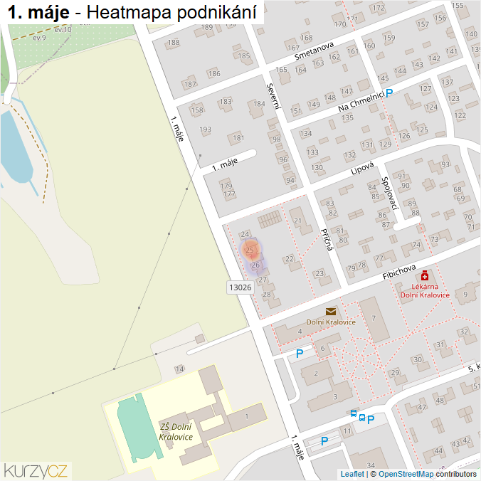 Mapa 1. máje - Firmy v ulici.