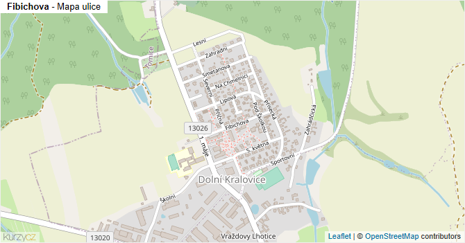 Fibichova - mapa ulice