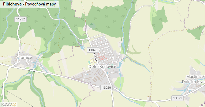 Fibichova - záplavové mapy stoleté vody
