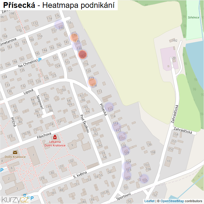 Mapa Přísecká - Firmy v ulici.