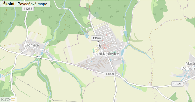 Školní - záplavové mapy stoleté vody