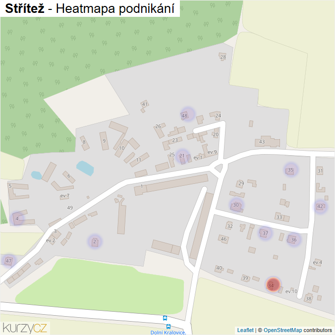 Mapa Střítež - Firmy v části obce.