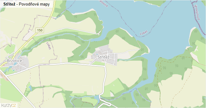Střítež - záplavové mapy stoleté vody