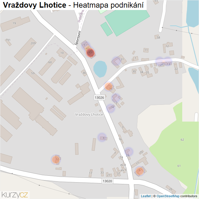 Mapa Vraždovy Lhotice - Firmy v části obce.